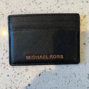 Michael kors pebble leather card holder BLACK